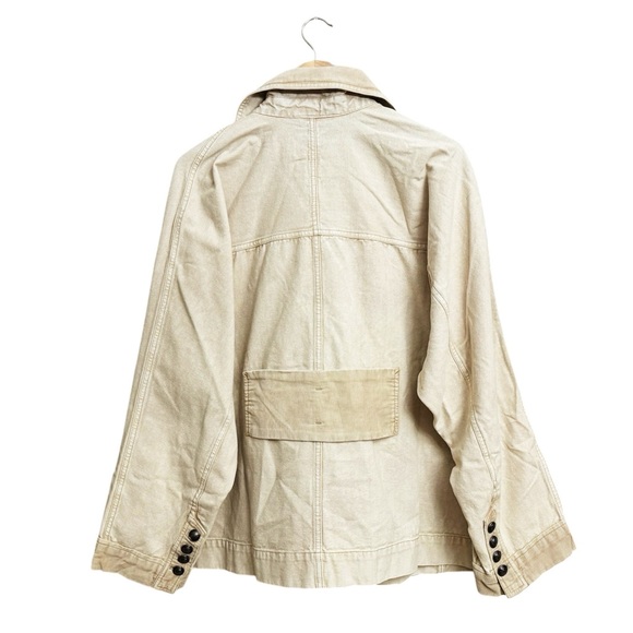 NWT Free People Viva Surplus Peacoat Cropped Trench Jacket Morning Oat - Picture 3 of 7